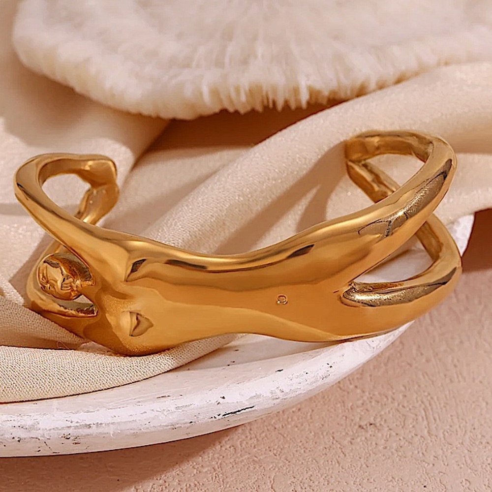 Stainless Steel Gold Body Figure Bangle Bracelet Statement Tarnish Free - Picture 12 of 14